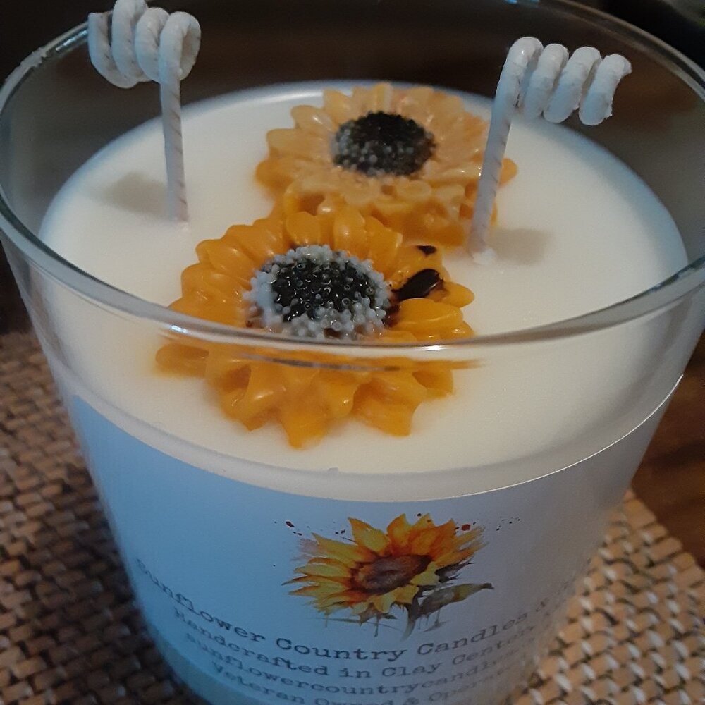SOLD OUT!-12 oz. Handcrafted 'Sunflower State of Mind' Soy Candle